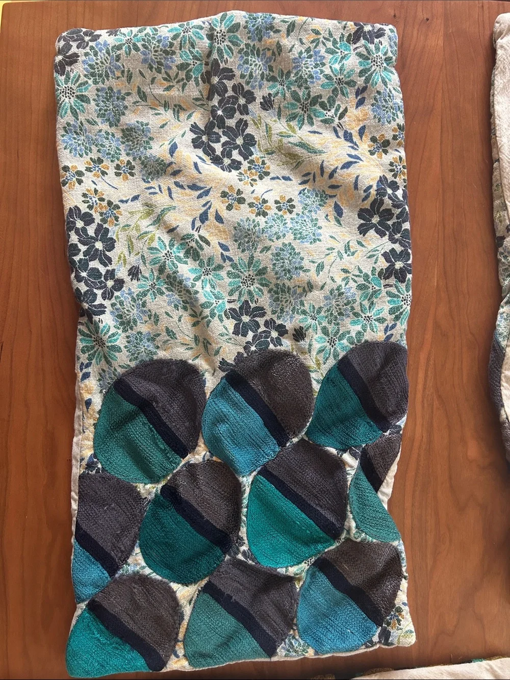 West Elm Printed Blue Green Floral Patchwork pillow covers